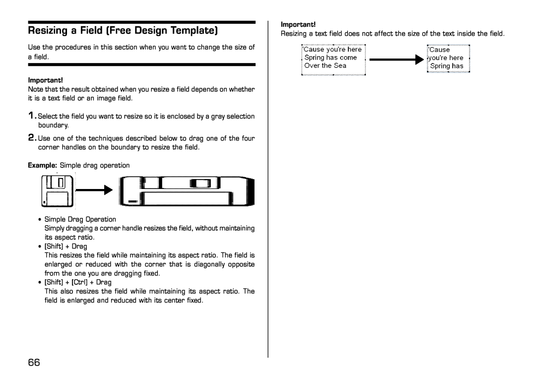 Casio LPCW-50 manual Resizing a Field Free Design Template 
