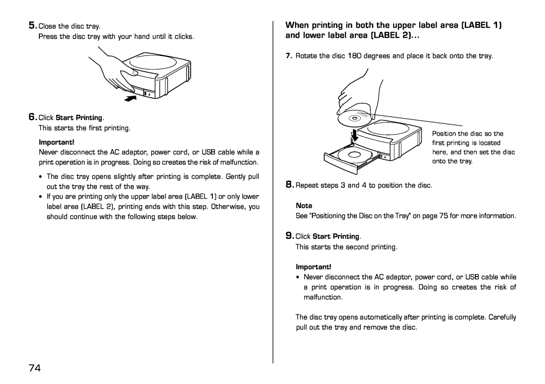 Casio LPCW-50 manual When printing in both the upper label area LABEL, and lower label area LABEL 