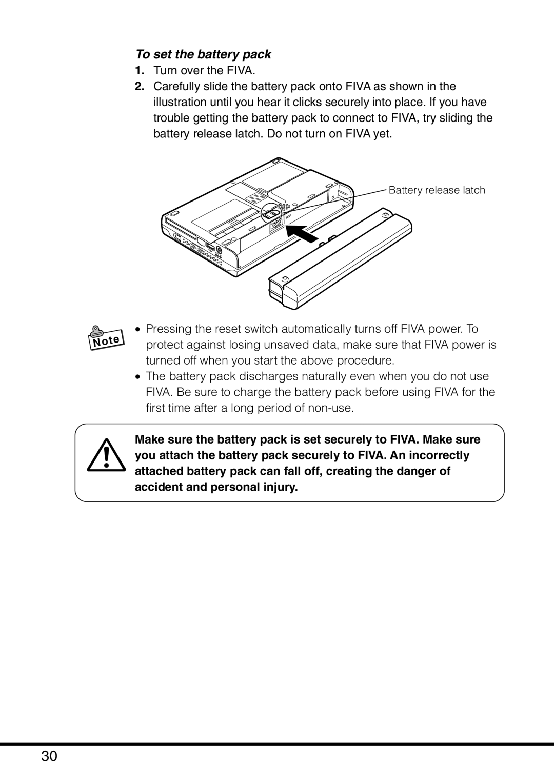 Casio MPC-501 manual To set the battery pack 