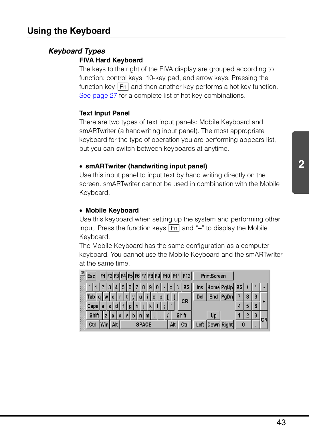 Casio MPC-501 manual Using the Keyboard, Keyboard Types 