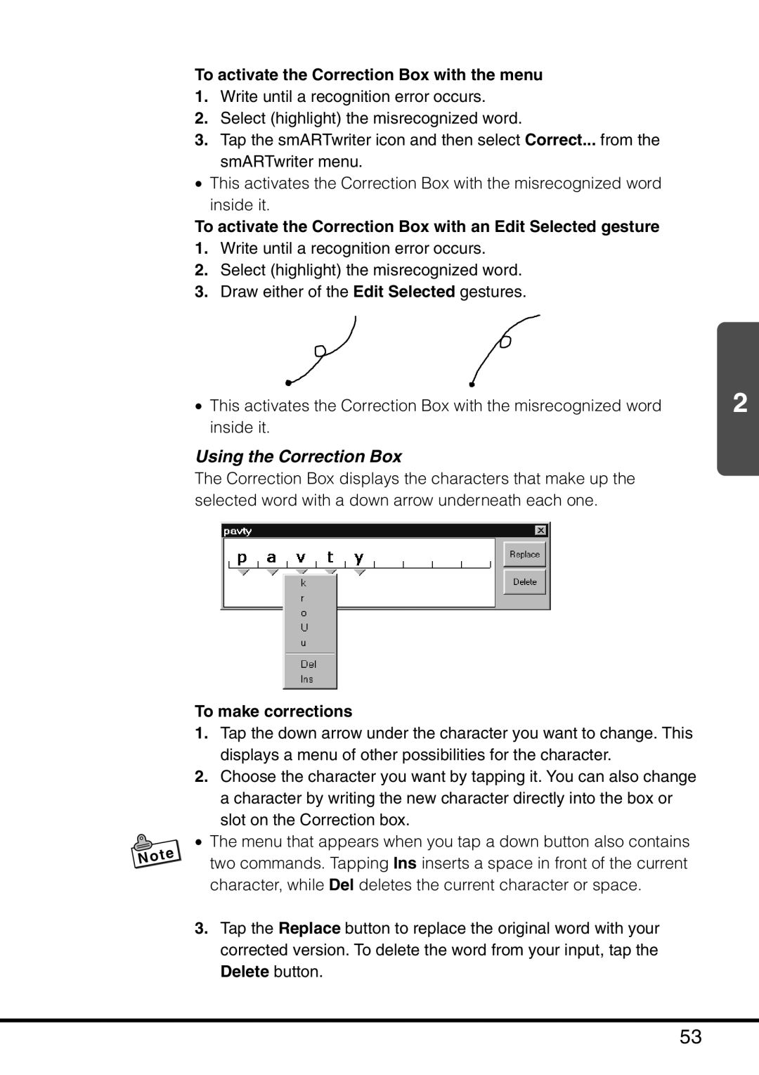 Casio MPC-501 manual Using the Correction Box, To activate the Correction Box with the menu, To make corrections 