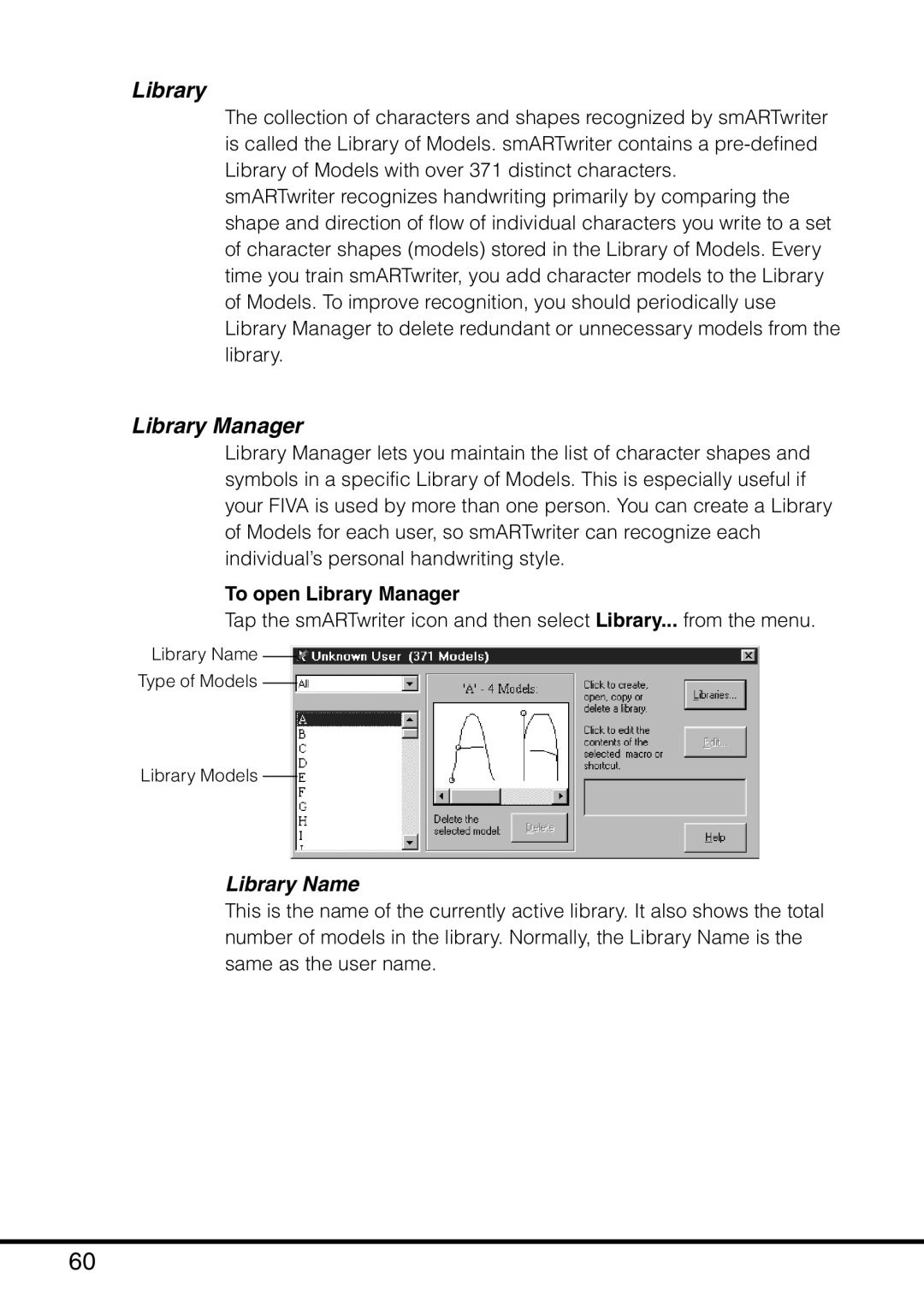 Casio MPC-501 manual Library Name, To open Library Manager 