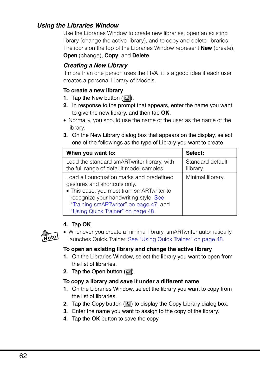 Casio MPC-501 manual Using the Libraries Window, Creating a New Library 