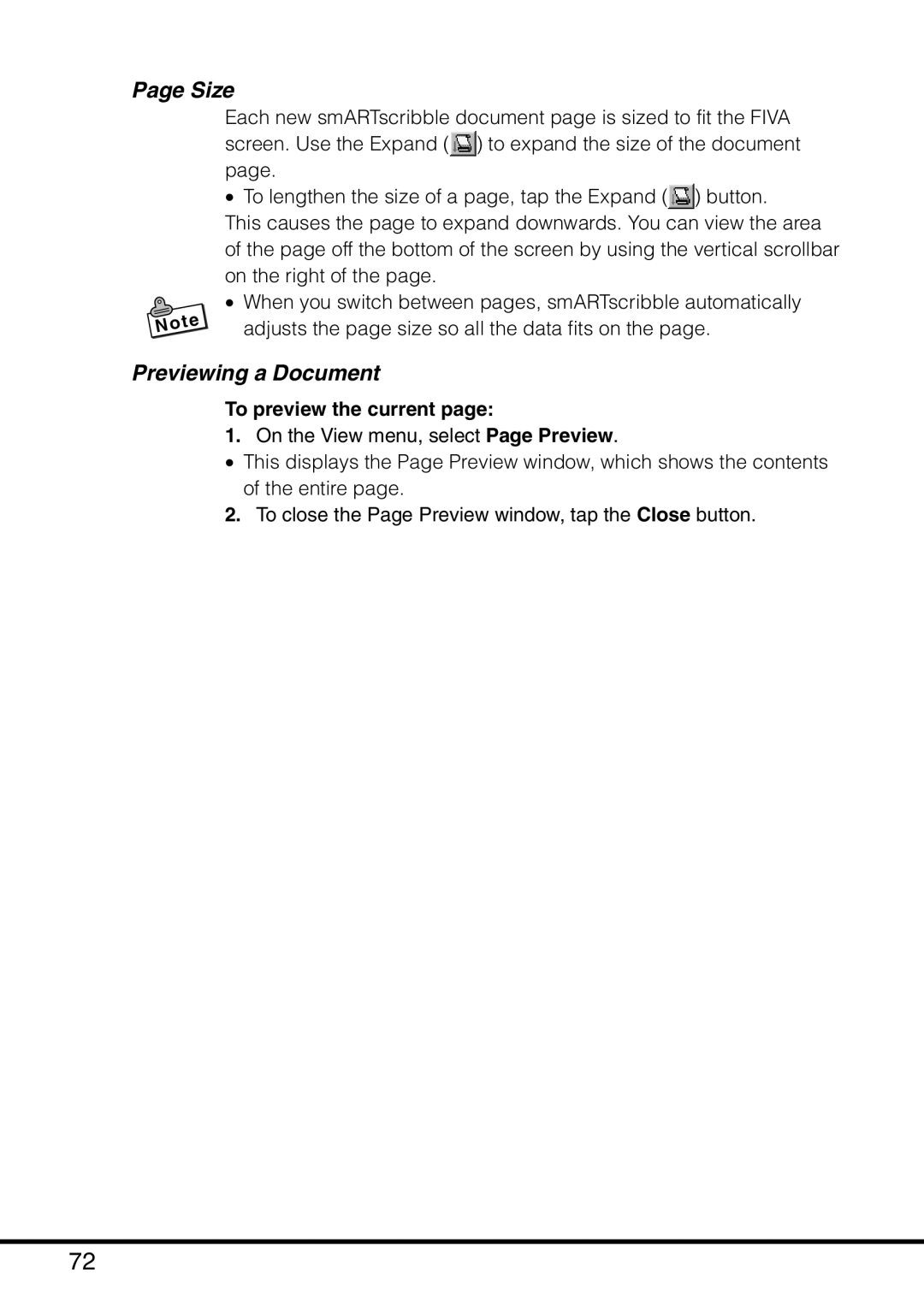 Casio MPC-501 manual Size, Previewing a Document, To preview the current 