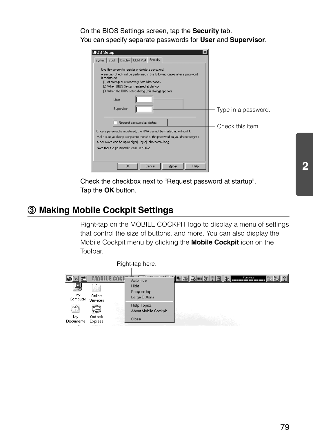 Casio MPC-501 manual Making Mobile Cockpit Settings 