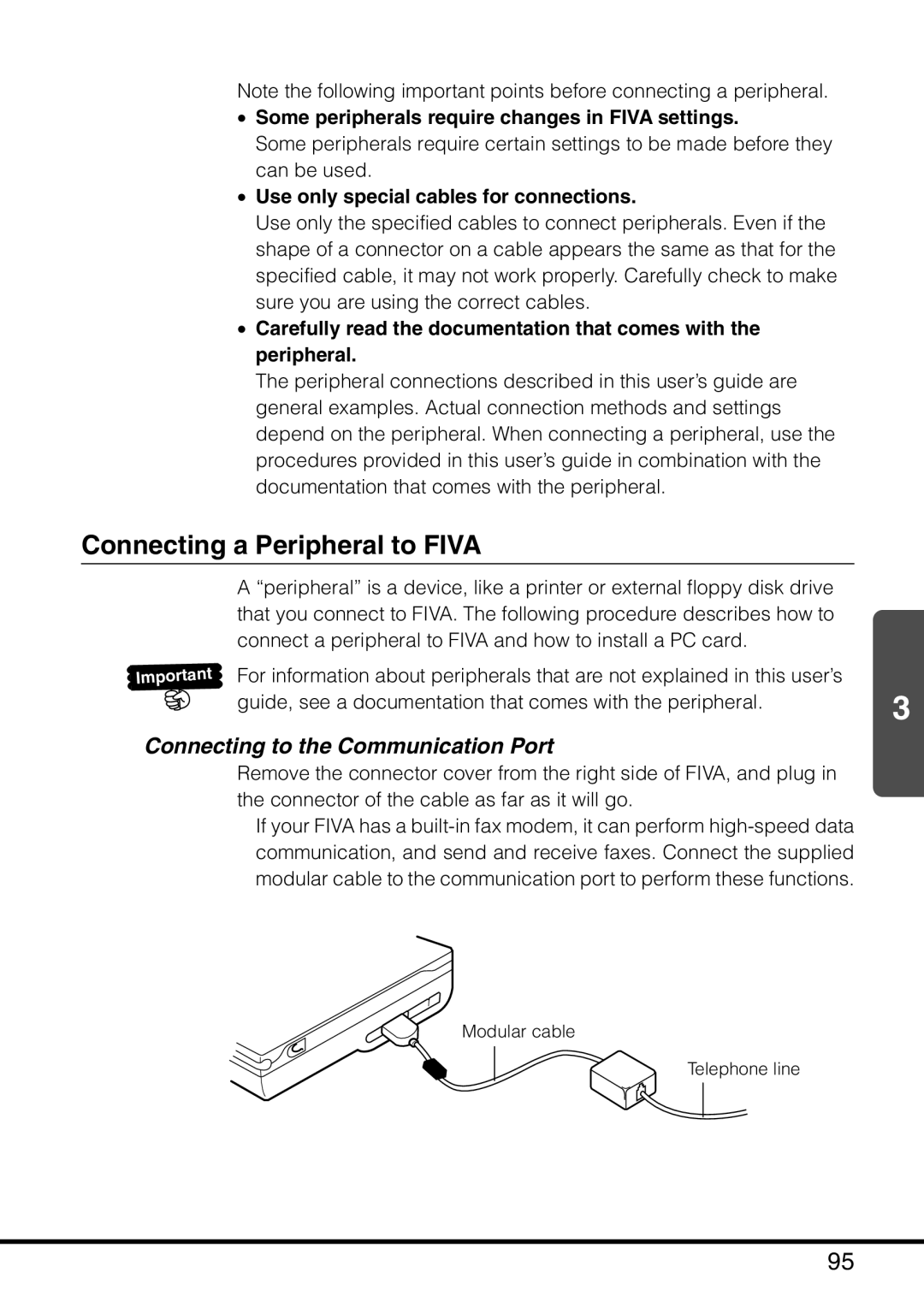 Casio MPC-501 manual Connecting a Peripheral to Fiva, Connecting to the Communication Port 