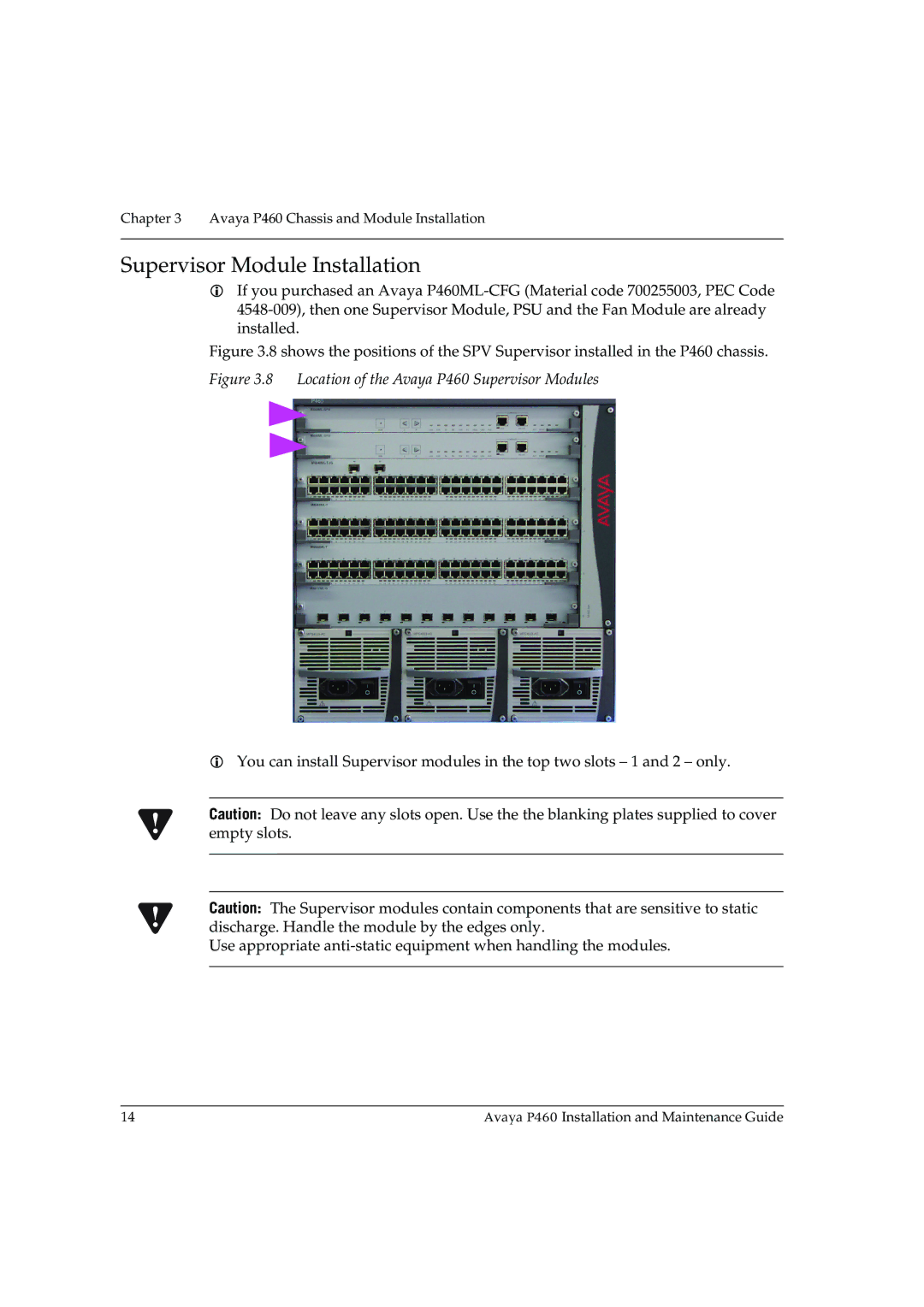 Casio manual Supervisor Module Installation, Location of the Avaya P460 Supervisor Modules 