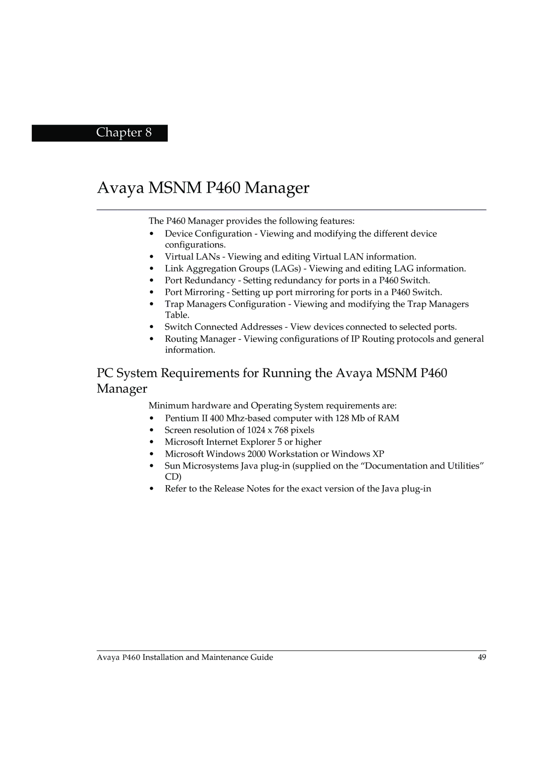 Casio manual Avaya Msnm P460 Manager 