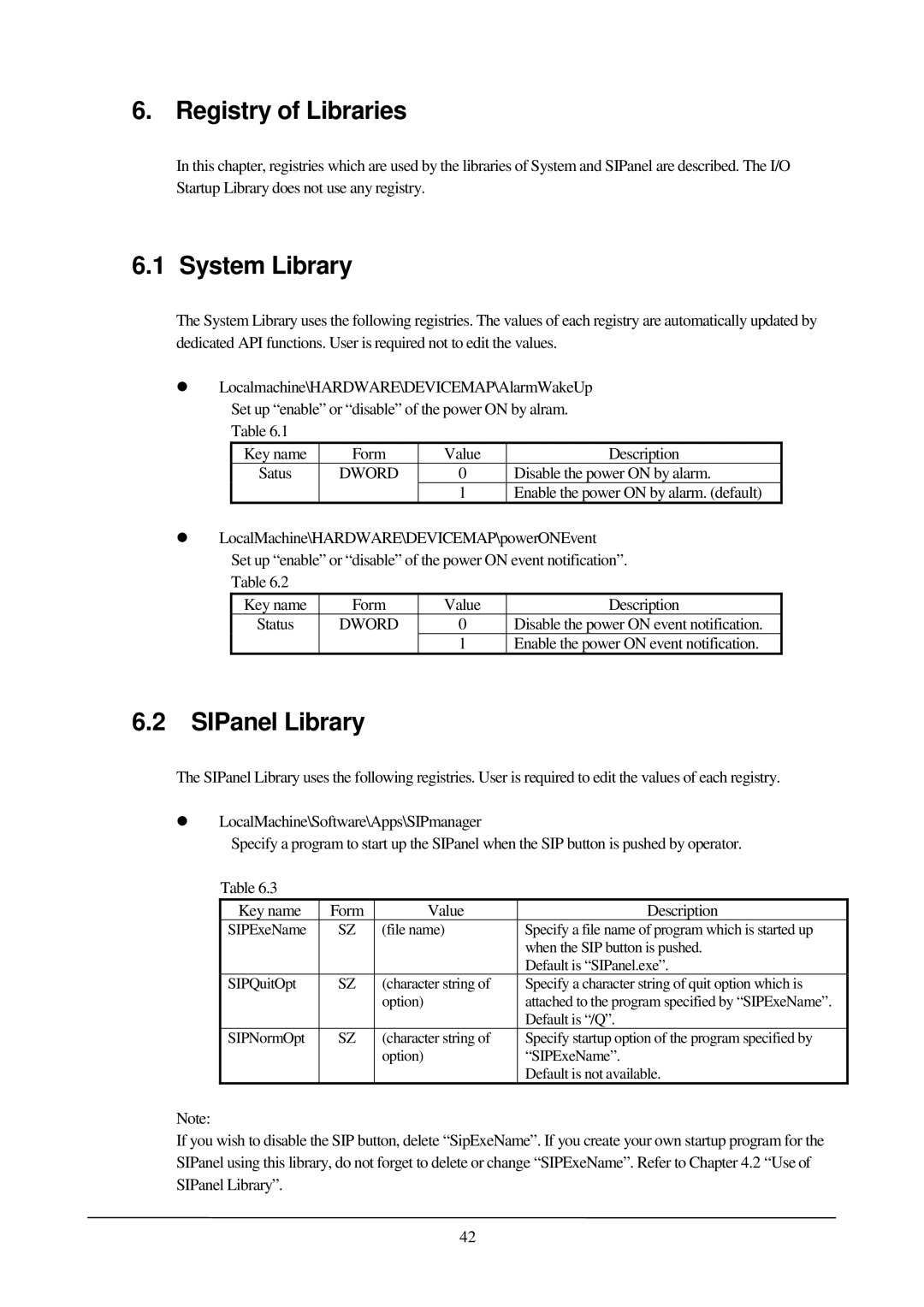 Casio PA-2400W manual Registry of Libraries, Disable the power on by alarm, Enable the power on event notification 