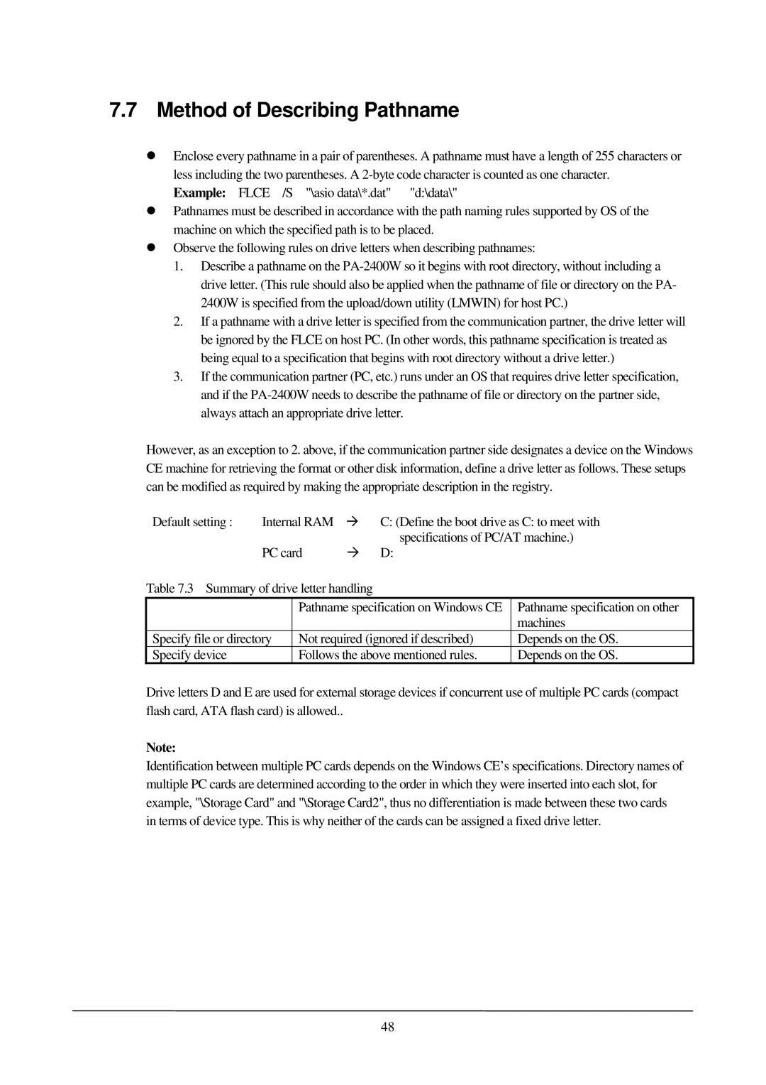 Casio PA-2400W manual Method of Describing Pathname 