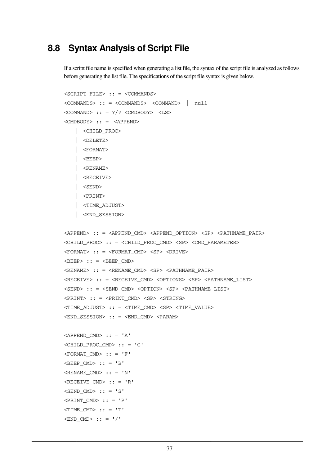 Casio PA-2400W manual Syntax Analysis of Script File, Childproccmd = C 