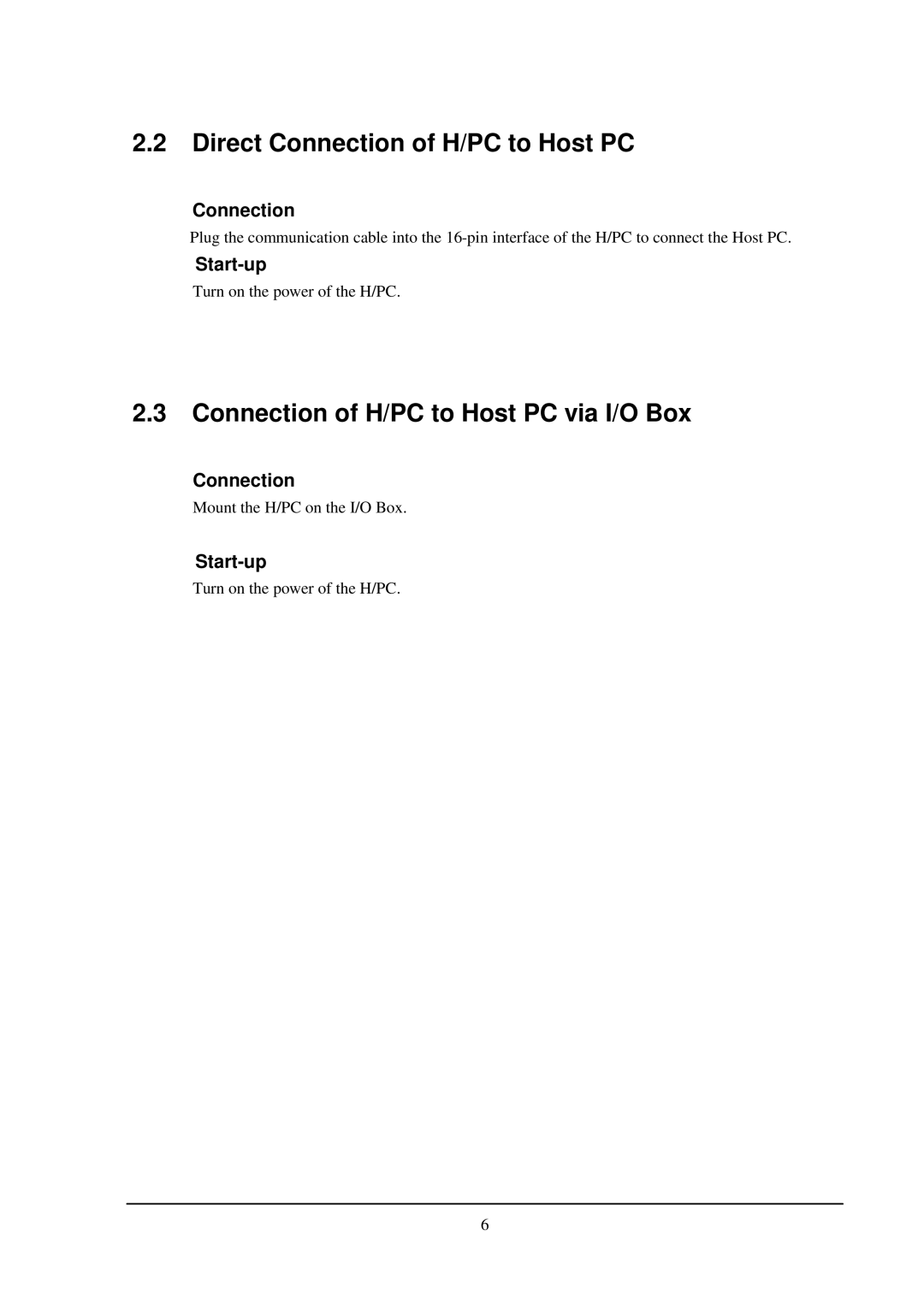 Casio PA-2500 manual Direct Connection of H/PC to Host PC, Connection of H/PC to Host PC via I/O Box 