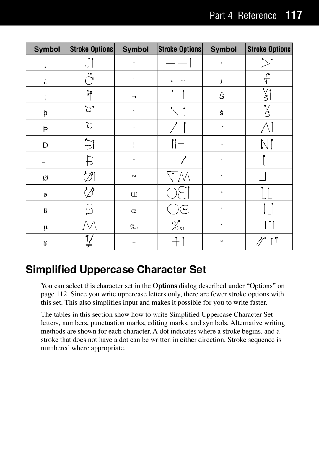 Casio Palm-size PC manual Simplified Uppercase Character Set 