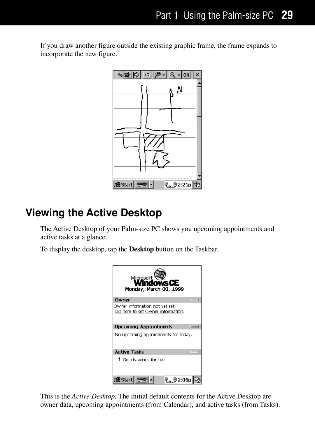 Casio Palm-size PC manual Viewing the Active Desktop 