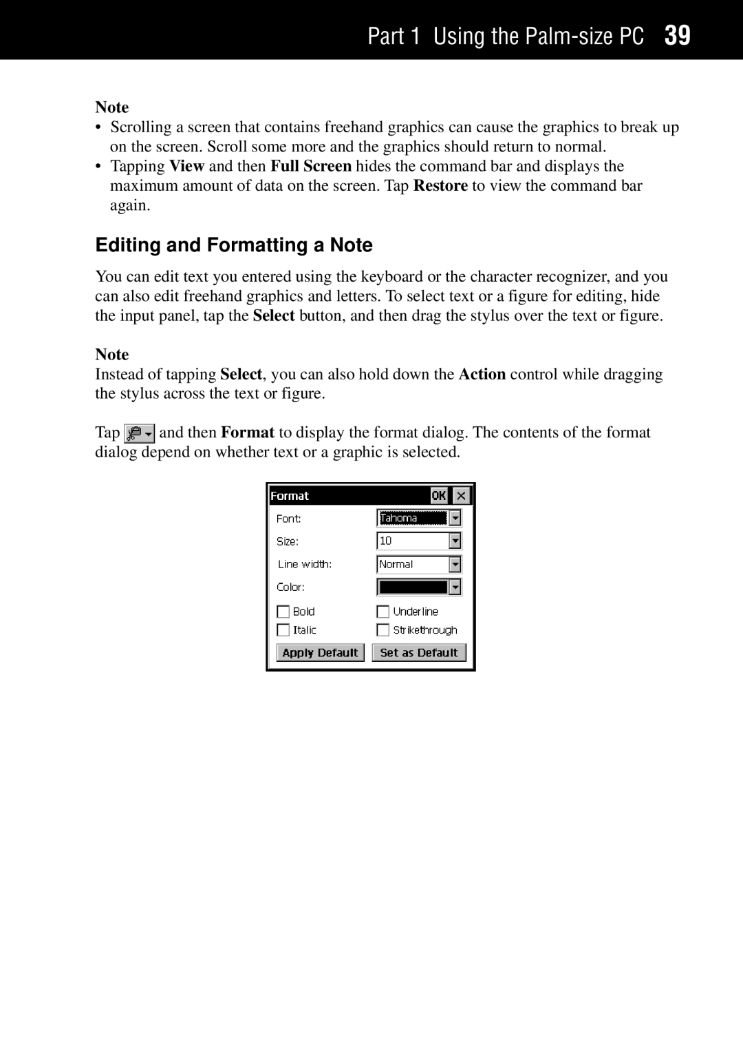 Casio Palm-size PC manual Editing and Formatting a Note 