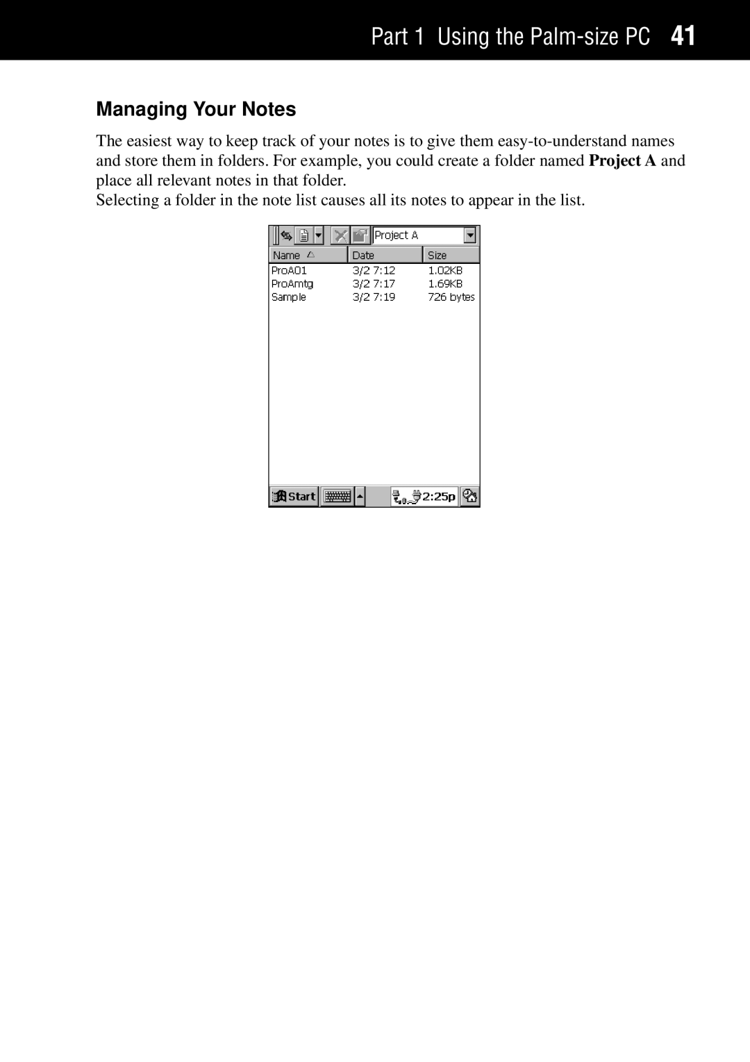 Casio Palm-size PC manual Managing Your Notes 