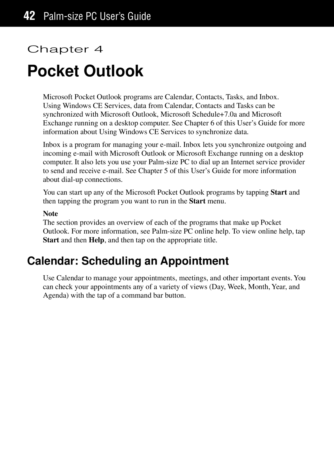 Casio Palm-size PC manual Pocket Outlook, Calendar Scheduling an Appointment 