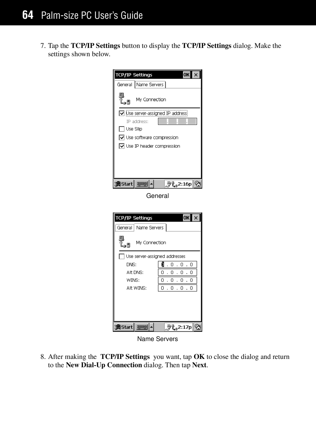 Casio Palm-size PC manual General Name Servers 