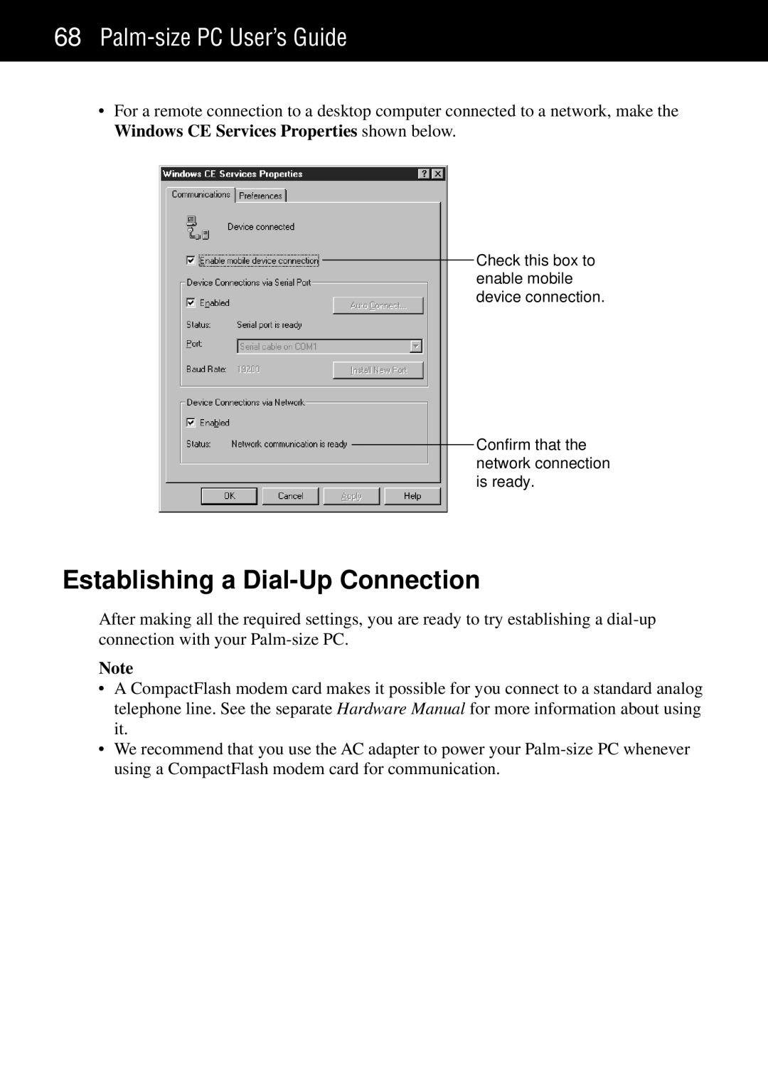 Casio Palm-size PC manual Establishing a Dial-Up Connection 