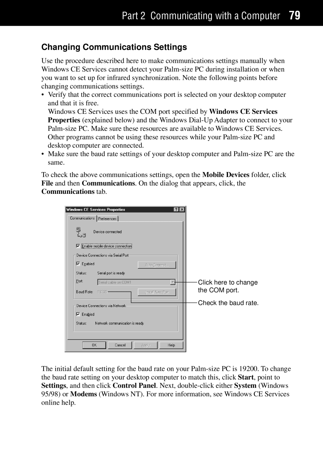 Casio Palm-size PC manual Changing Communications Settings 