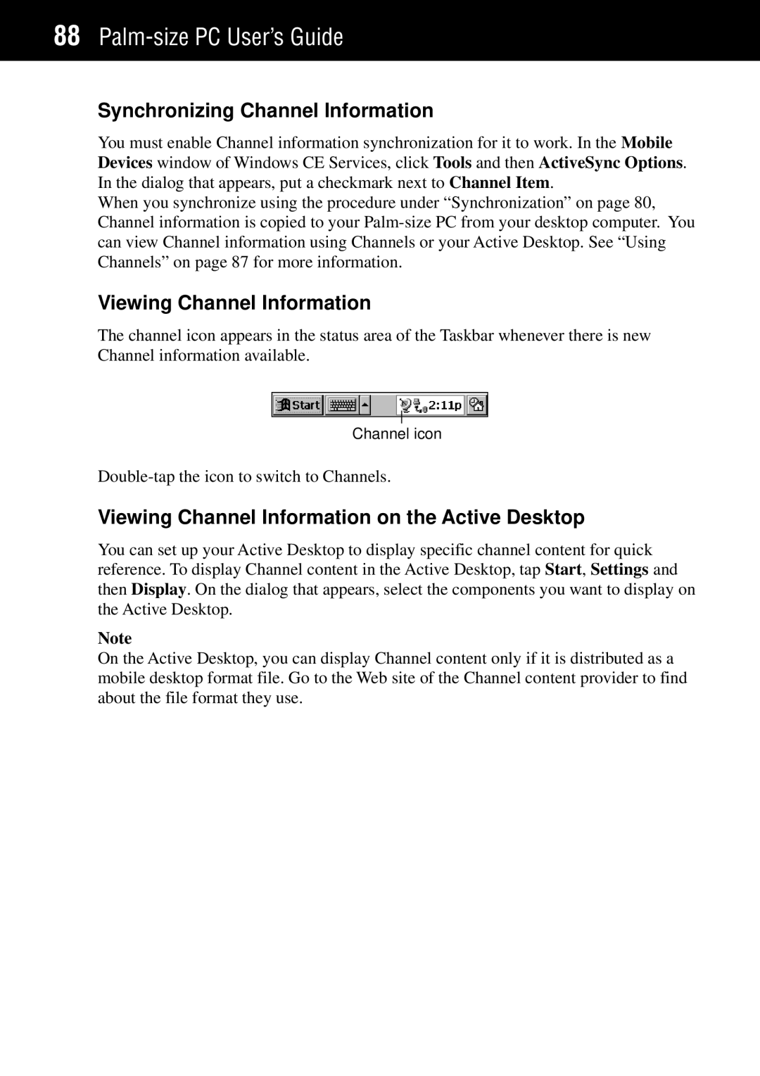 Casio Palm-size PC manual Synchronizing Channel Information, Viewing Channel Information 