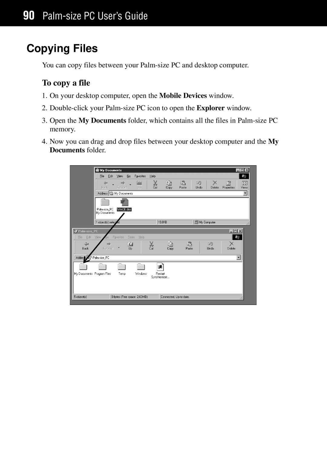 Casio Palm-size PC manual Copying Files, To copy a file 