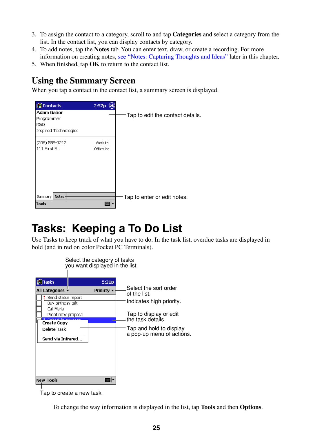 Casio Pocket PC Terminal manual Tasks Keeping a To Do List 