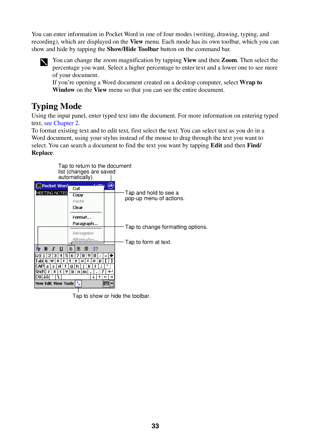 Casio Pocket PC Terminal manual Typing Mode 