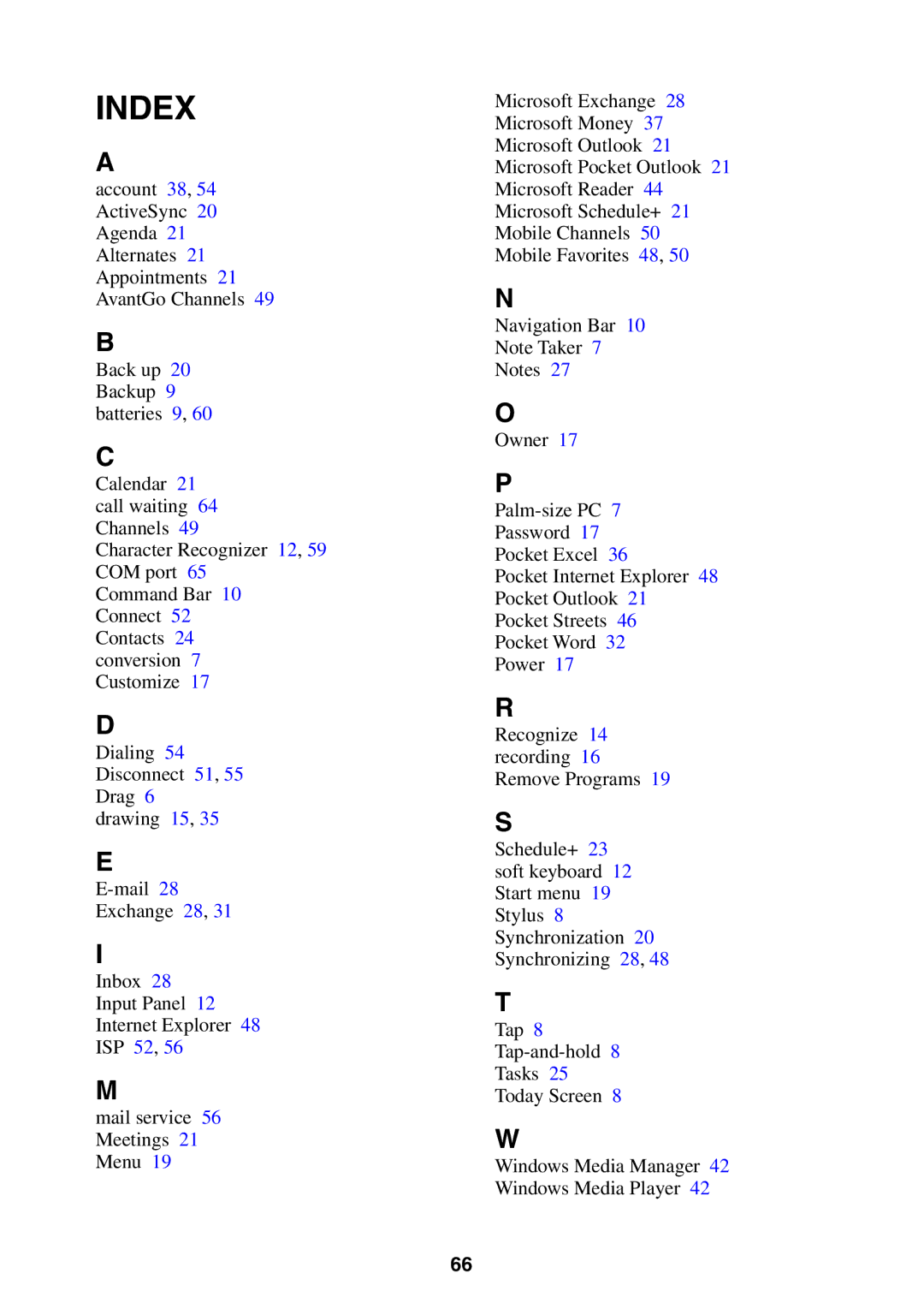 Casio Pocket PC Terminal manual Index 