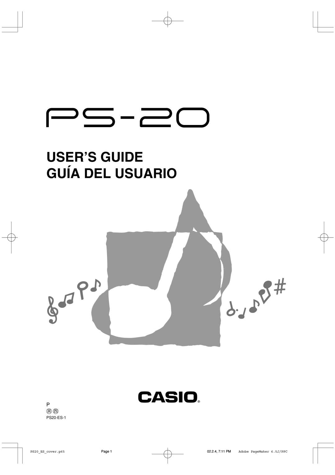 Casio PS-20 manual USER’S Guide Guía DEL Usuario 