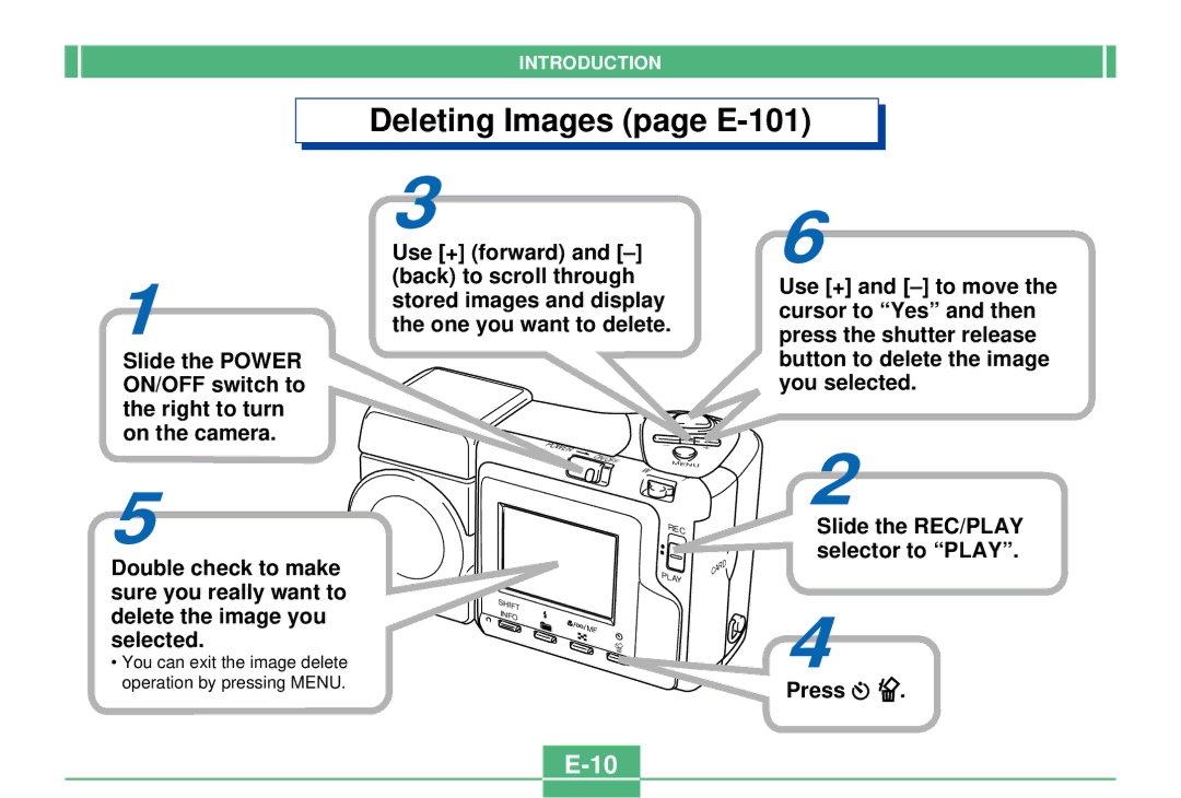 Casio QV-2300UX manual Deleting Images page E-101 