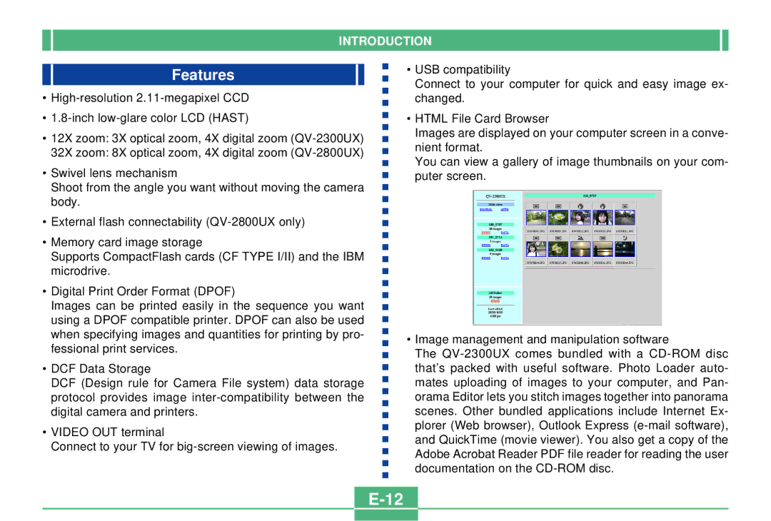 Casio QV-2300UX manual Features 