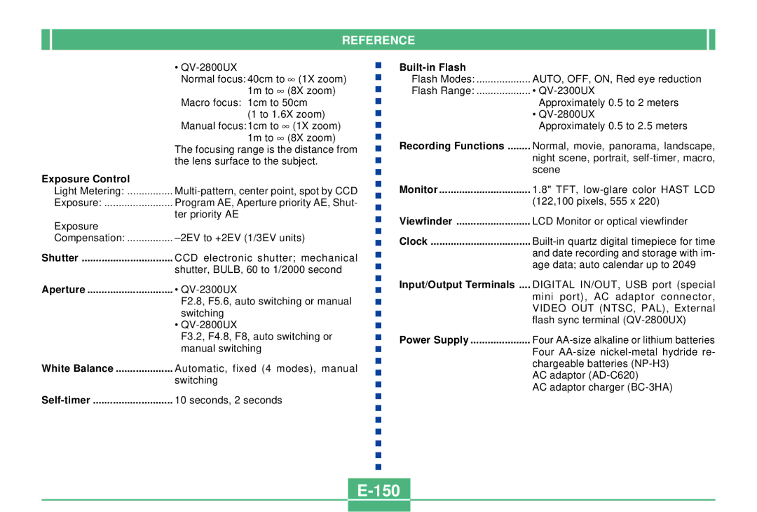 Casio QV-2300UX manual 150 