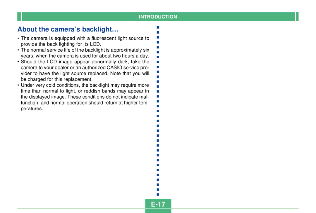 Casio QV-2300UX manual About the camera’s backlight… 