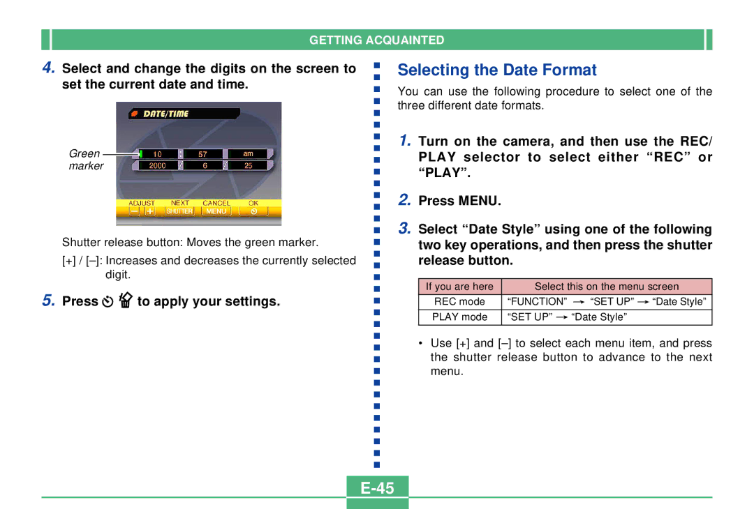 Casio QV-2300UX manual Selecting the Date Format 