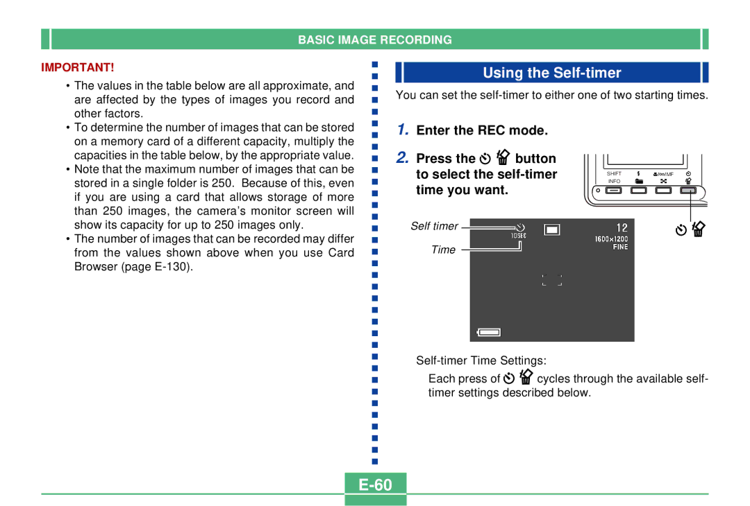 Casio QV-2300UX manual Using the Self-timer, Time you want 