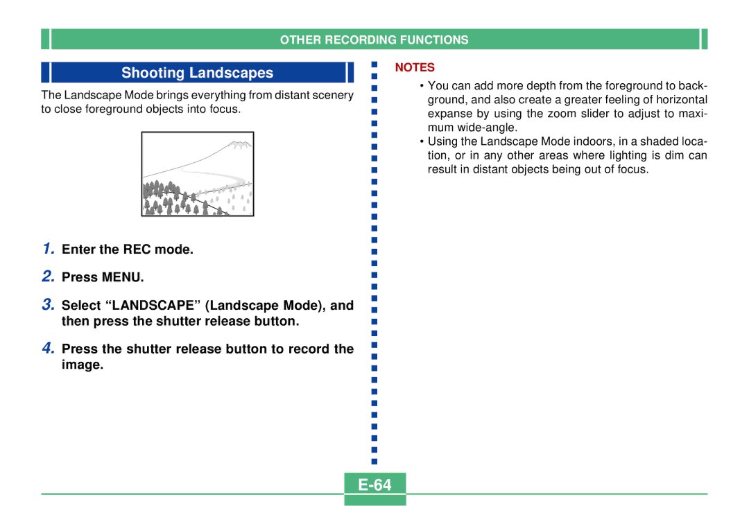 Casio QV-2300UX manual Shooting Landscapes 