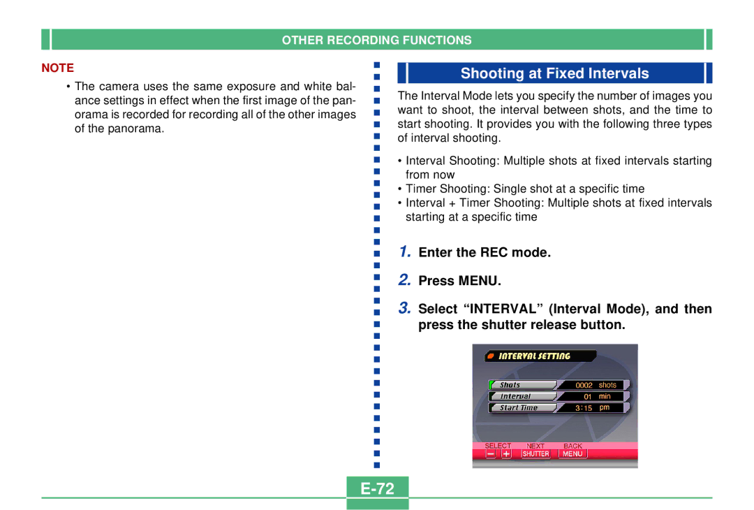 Casio QV-2300UX manual Shooting at Fixed Intervals 