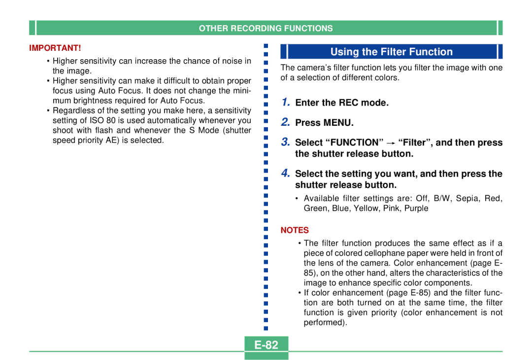 Casio QV-2300UX manual Using the Filter Function 