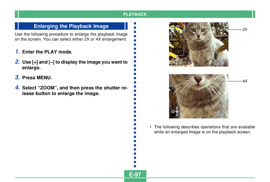 Casio QV-2300UX manual Enlarging the Playback Image 