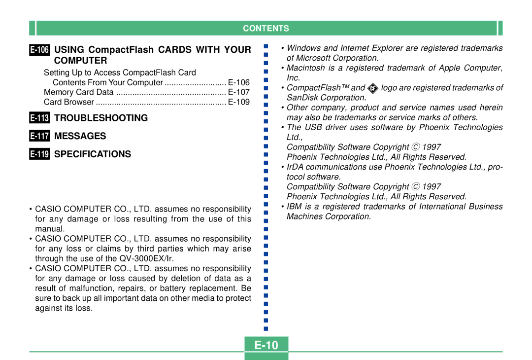 Casio QV-3000EX/Ir manual 106USING CompactFlash Cards with Your, Computer 