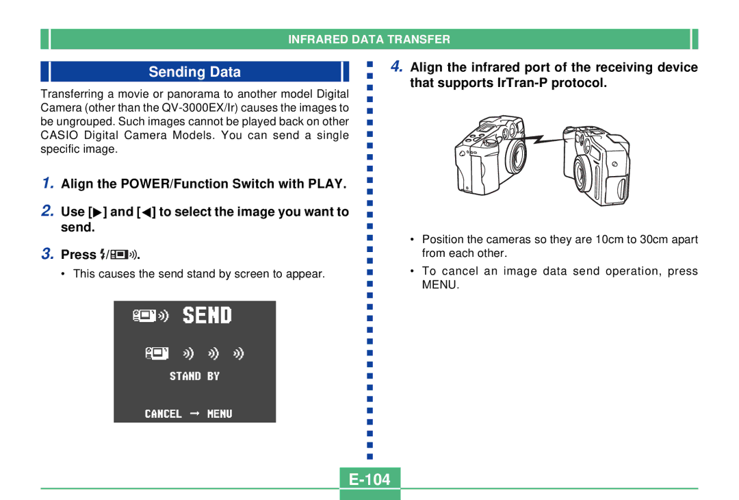 Casio QV-3000EX/Ir manual 104, Sending Data 