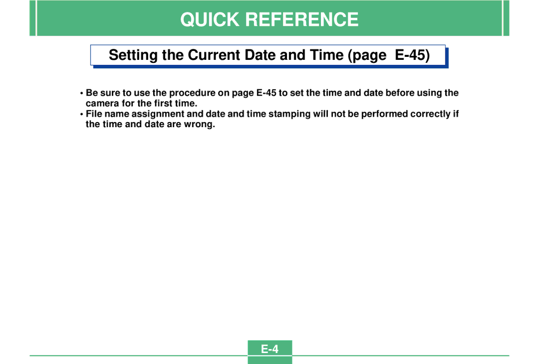 Casio QV-3000EX/Ir manual Setting the Current Date and Time page E-45 