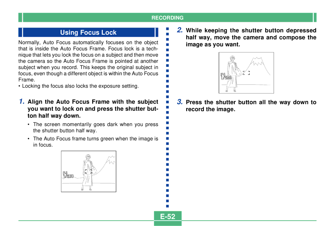 Casio QV-3000EX/Ir manual Using Focus Lock 