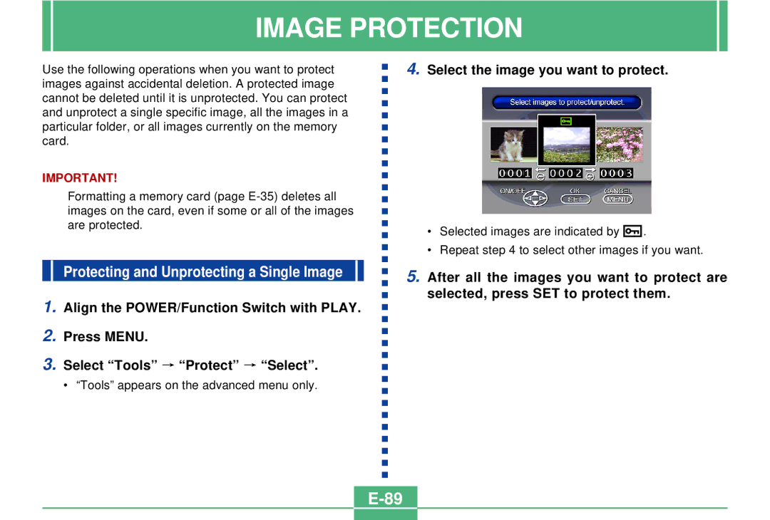 Casio QV-3000EX/Ir Image Protection, Protecting and Unprotecting a Single Image, Select the image you want to protect 