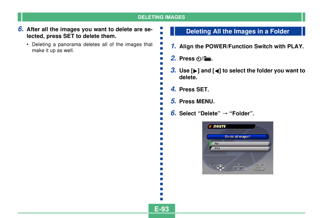 Casio QV-3000EX/Ir manual Deleting All the Images in a Folder 