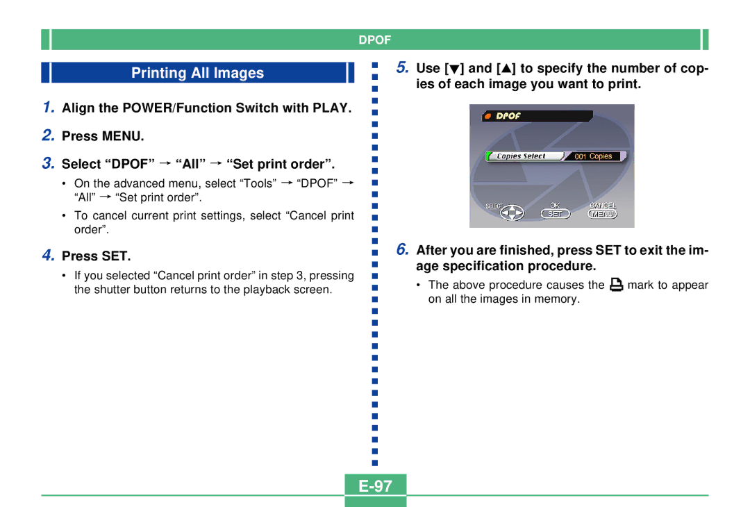 Casio QV-3000EX/Ir manual Printing All Images 