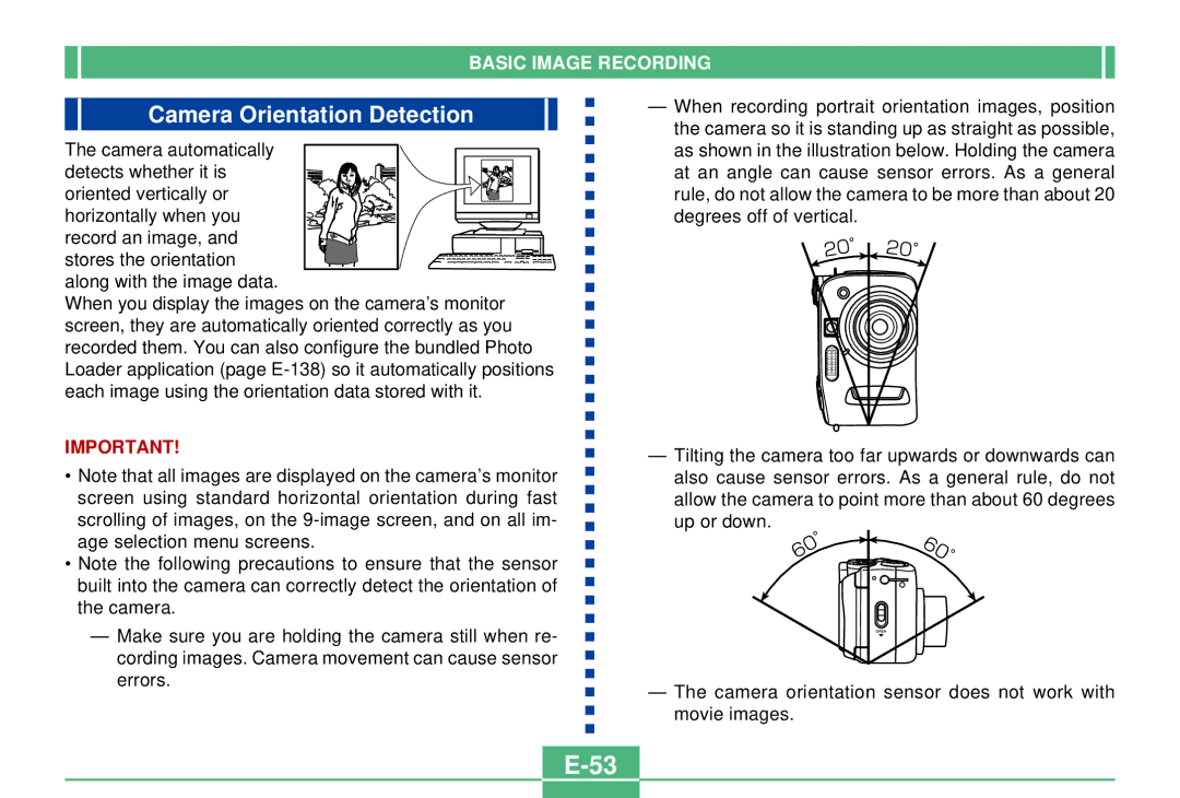 Casio QV-4000 manual Camera Orientation Detection 