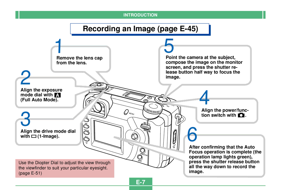 Casio QV-4000 manual Recording an Image page E-45 