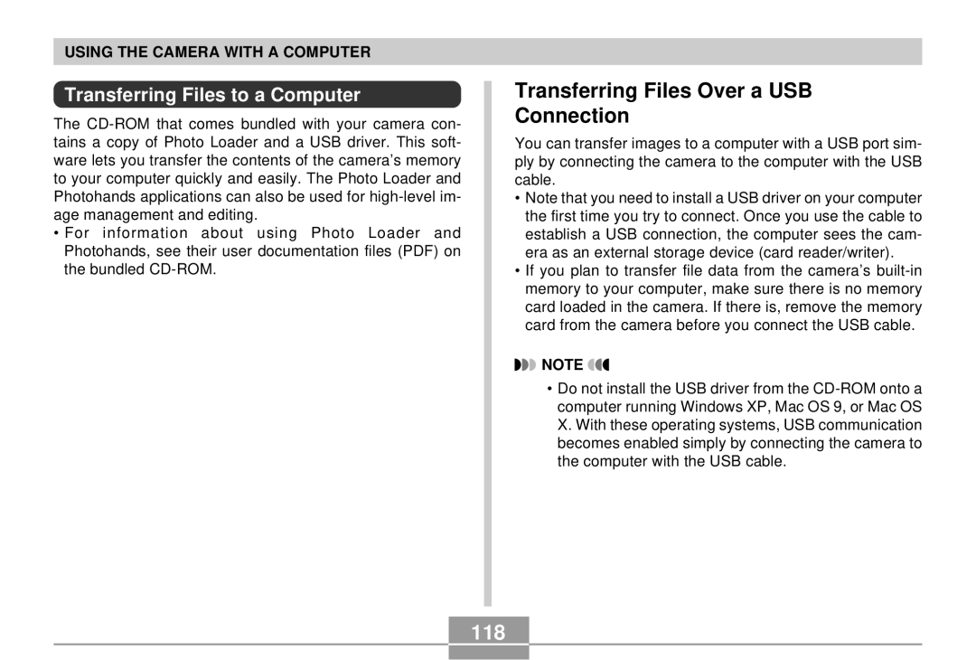 Casio QV-R4 manual Transferring Files Over a USB Connection, 118, Transferring Files to a Computer 